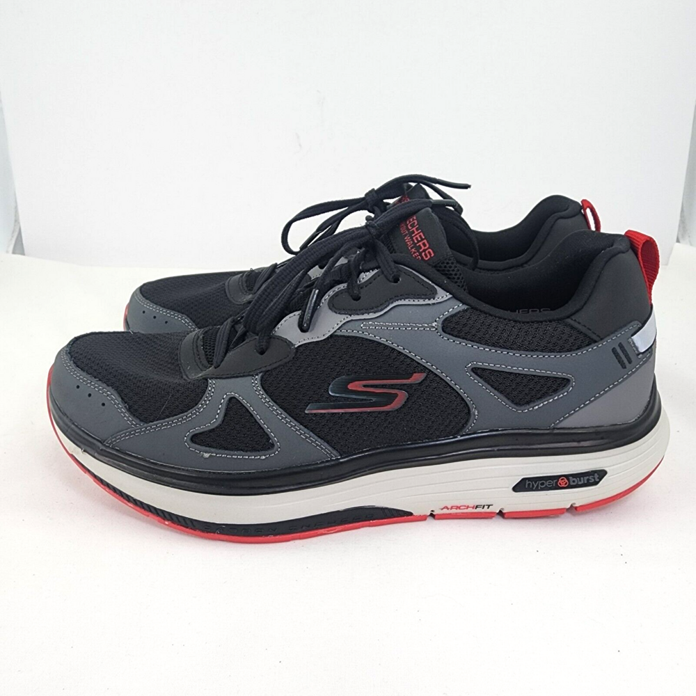 SKECHERS GO WALK WORKOUT WALKER Men 12 Black Sneaker Shoes Arc fit Comfort Used